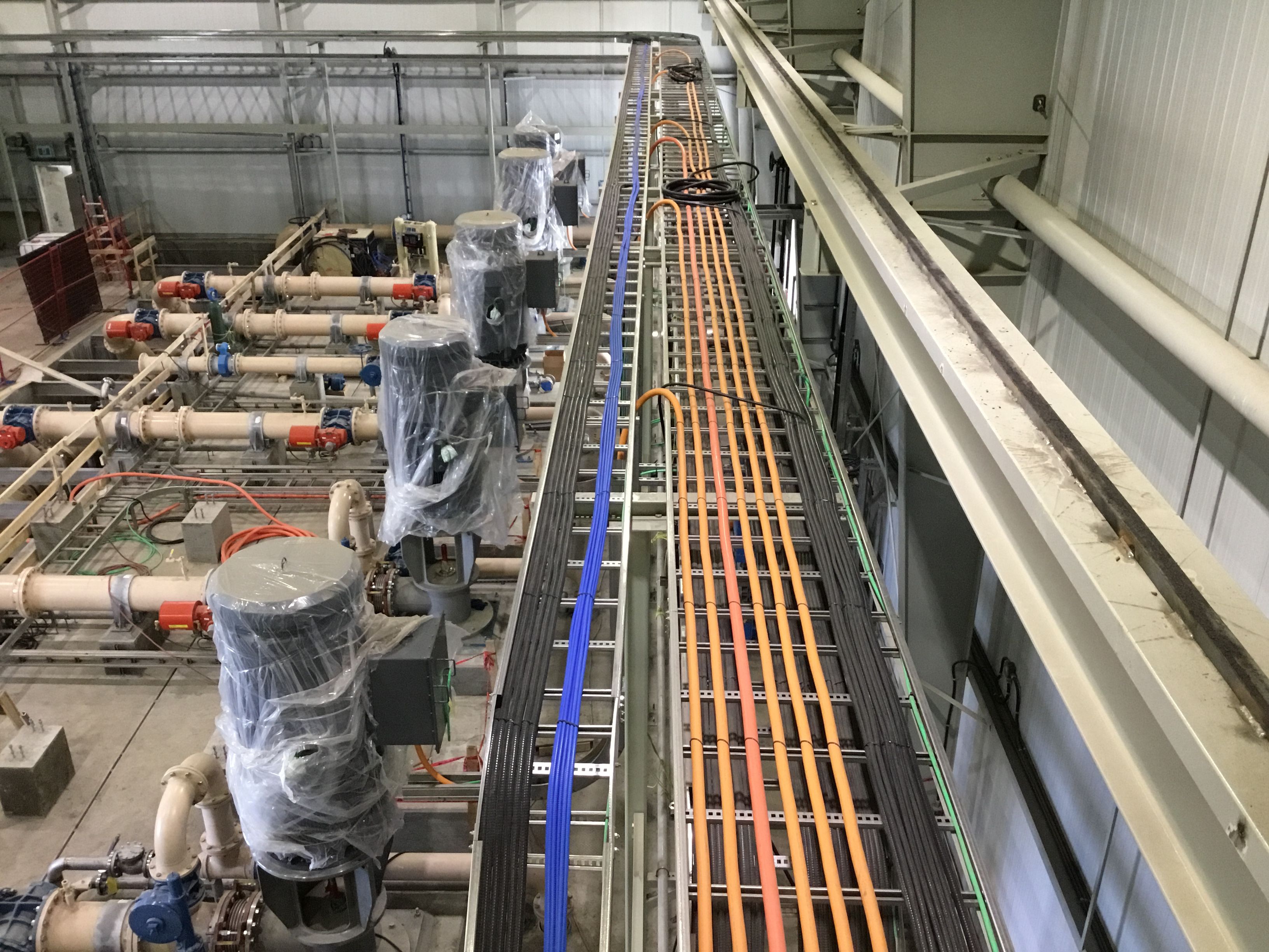 electrical line ran in rack at and industrial build site.